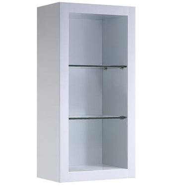 Fresca Allier White Bathroom Linen Side Cabinet w/ 2 Glass Shelves Linen Cabinet Fresca